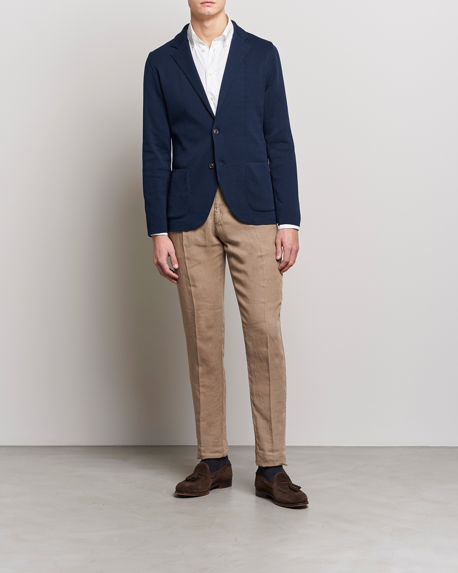 Men | Trousers | Lardini | Pleated Linen Trousers Beige