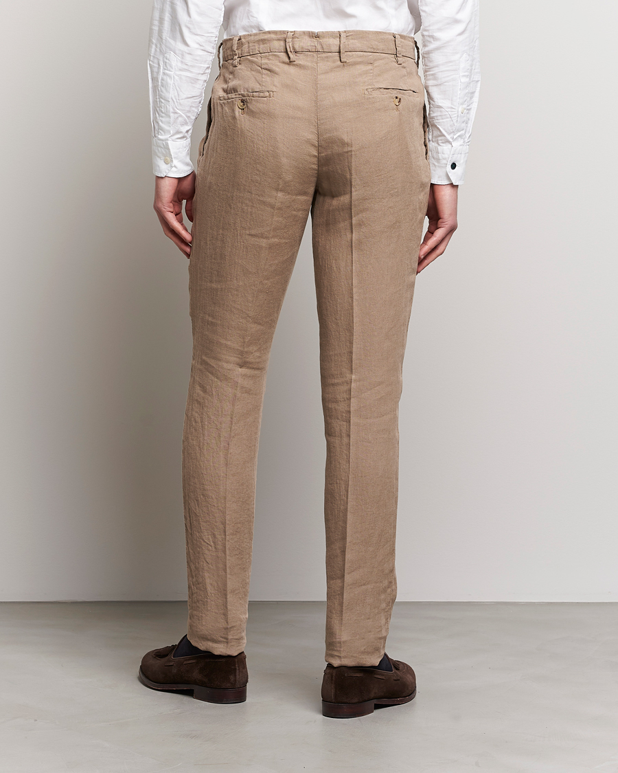 Men | Trousers | Lardini | Pleated Linen Trousers Beige