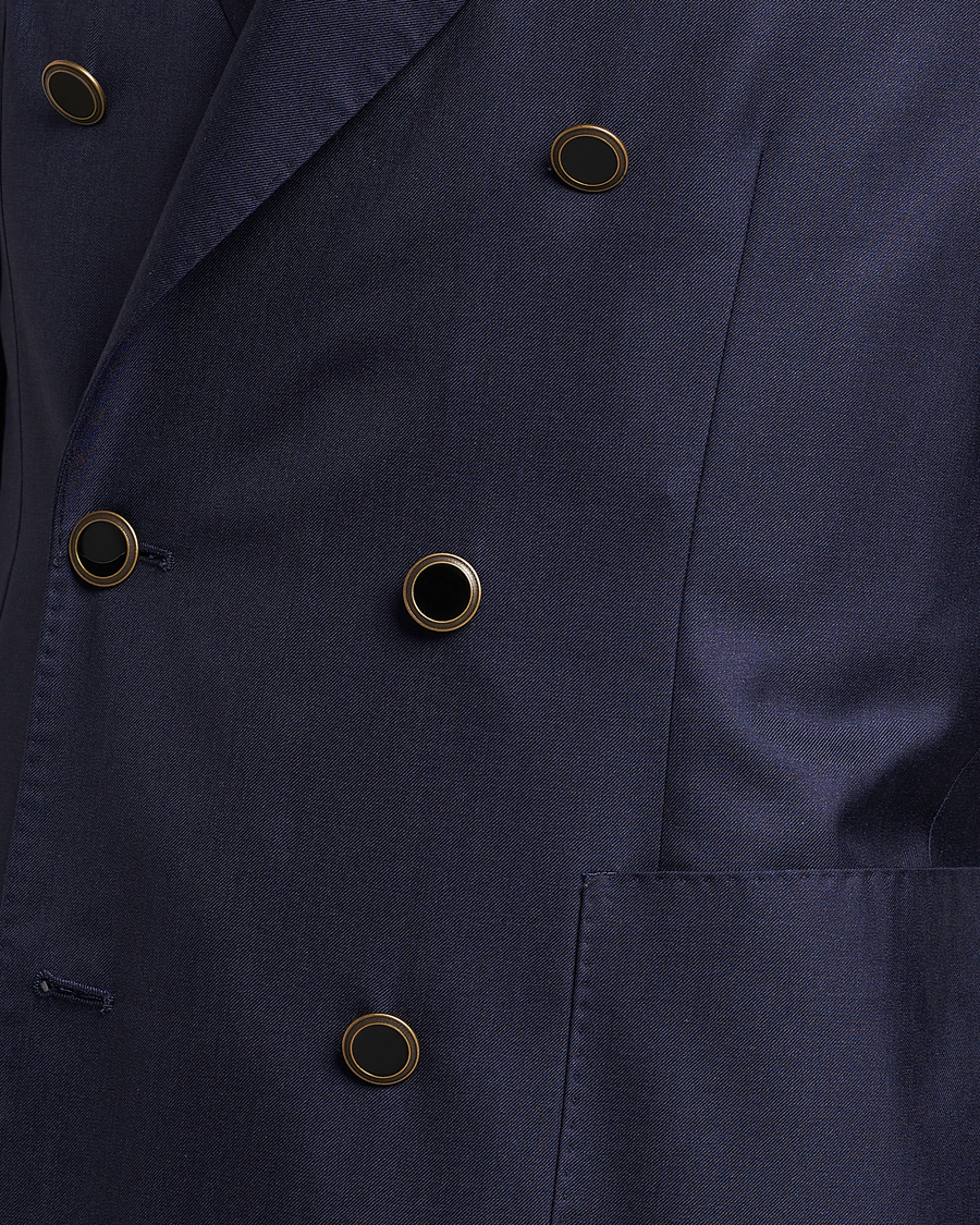 Lardini logo-patch Double-Breasted Blazer - Blue