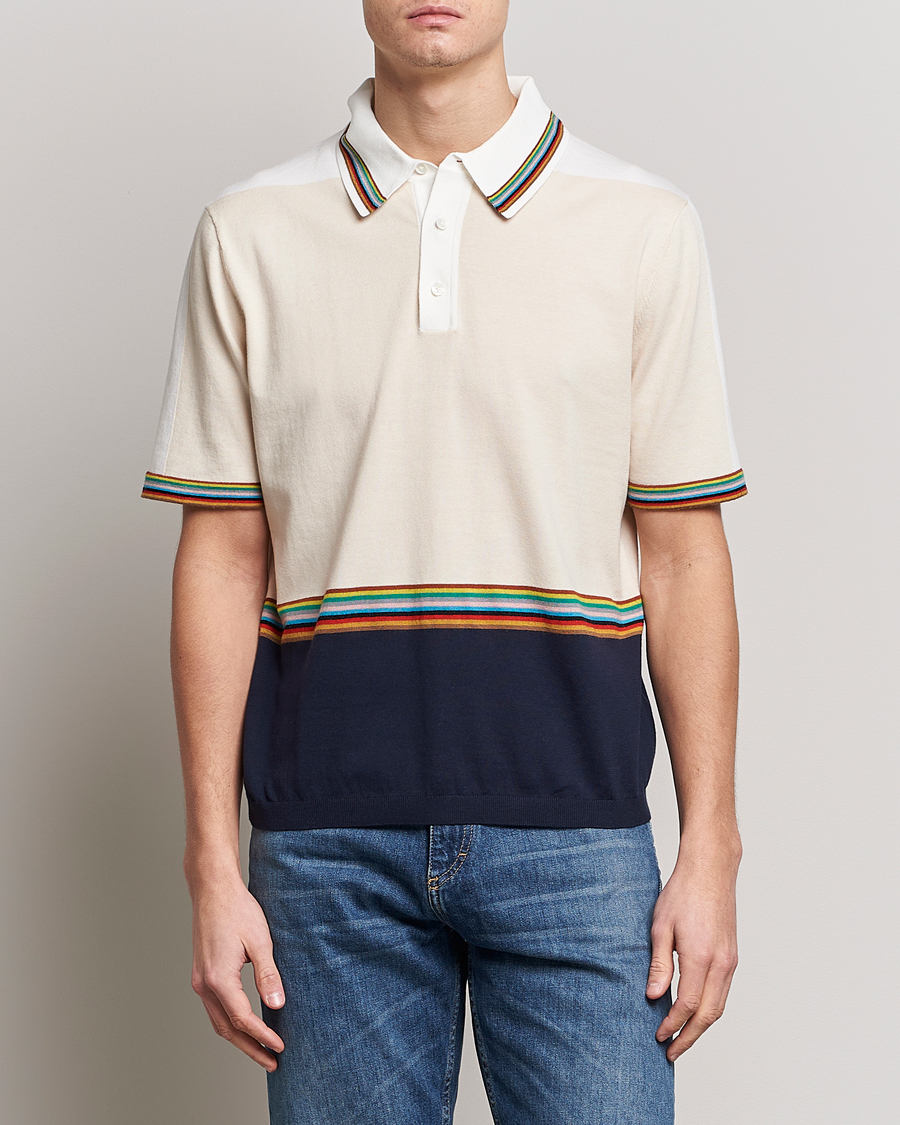 Men | Knitted Polo Shirts | Paul Smith | Organic cotton Knitted Polo White