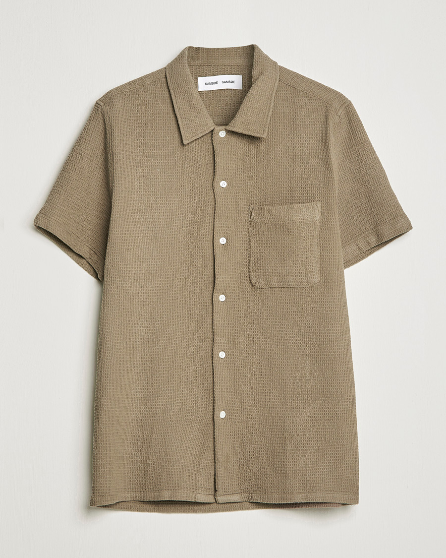 Men | Shirts | Samsøe Samsøe | Samsøe & Samsøe Avan Organic Cotton Short Sleeve Shirt Brindle