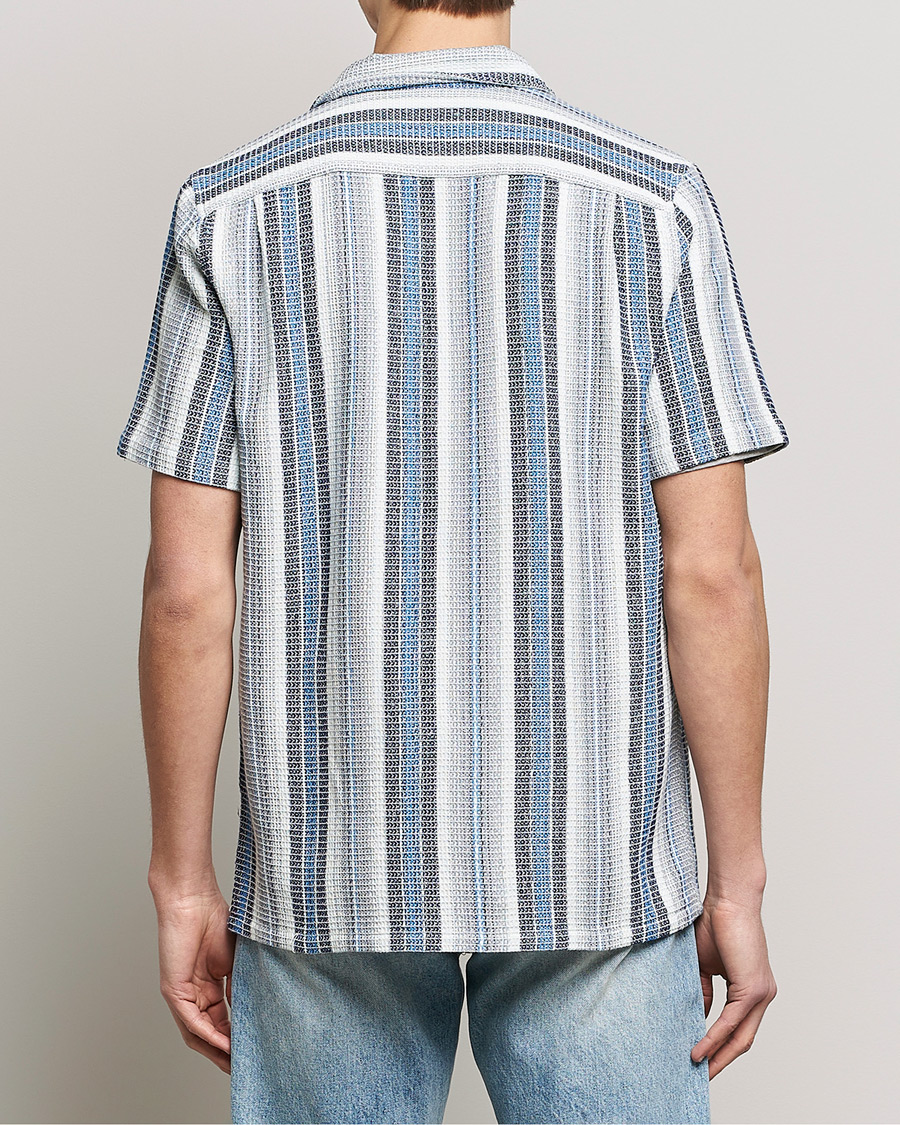 Men | Shirts | Samsøe Samsøe | Samsøe & Samsøe Avan Organic Cotton Short Sleeve Shirt Blue Stripe