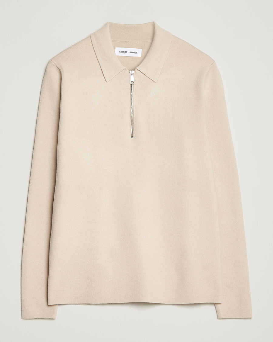 Men | Sweaters & Knitwear | Samsøe Samsøe | Samsøe & Samsøe Guna Half Zip Sweater Oatmeal