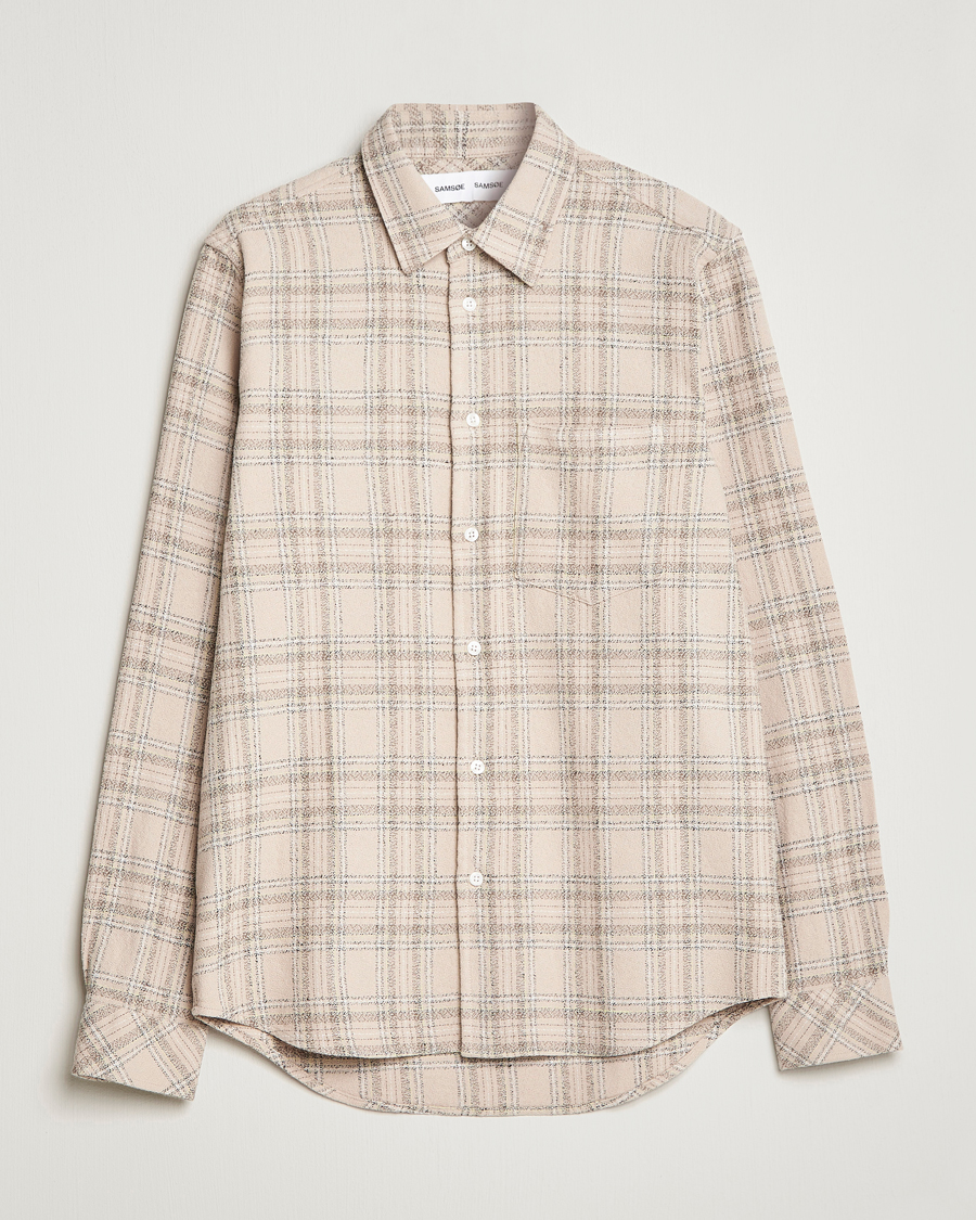 Men | Shirts | Samsøe Samsøe | Samsøe & Samsøe Liam Organic Cotton Overshirt Oatmeal Check