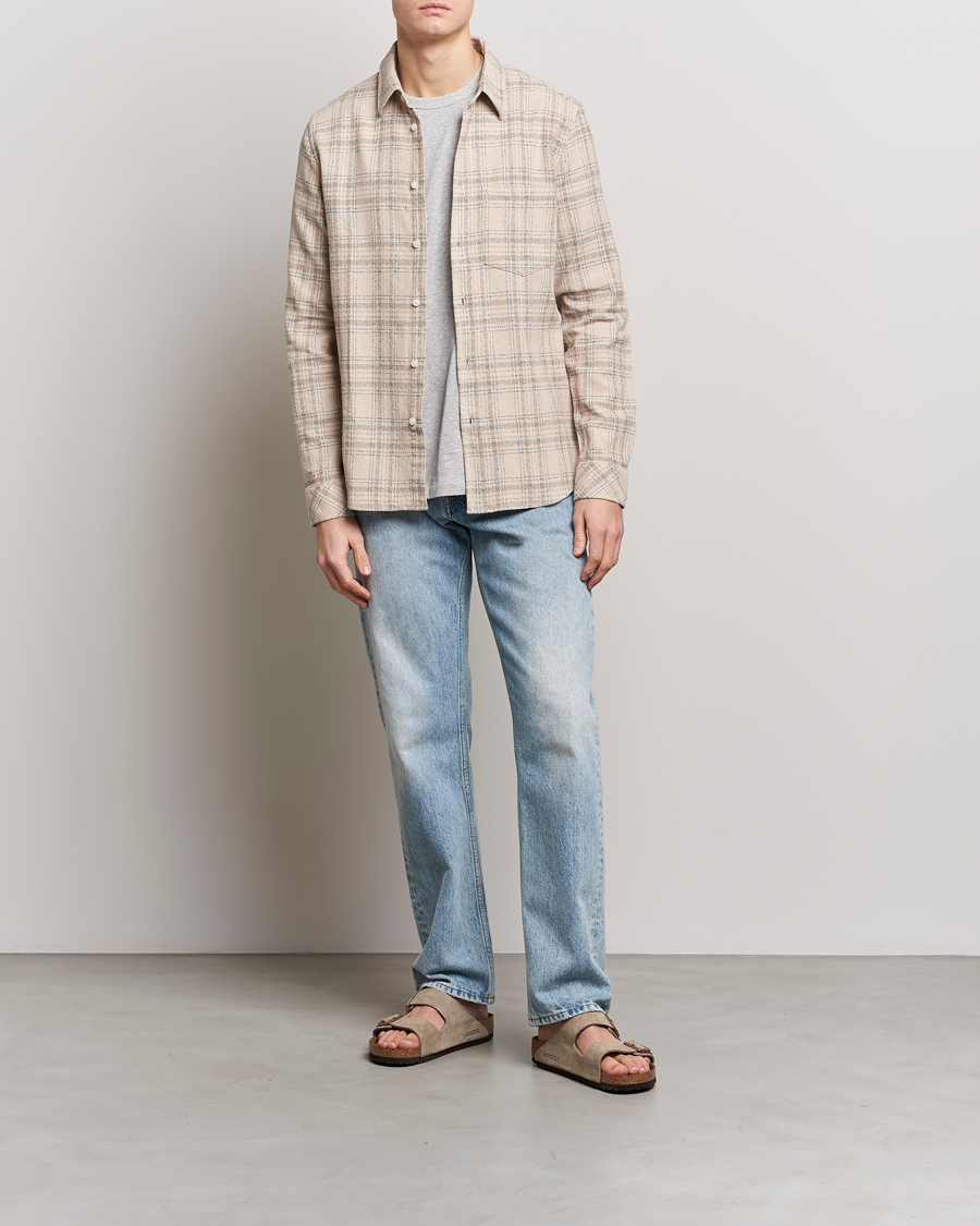 Men | Shirts | Samsøe Samsøe | Samsøe & Samsøe Liam Organic Cotton Overshirt Oatmeal Check