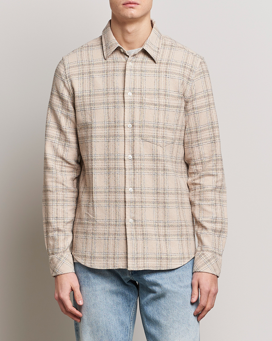 Men | Shirts | Samsøe Samsøe | Samsøe & Samsøe Liam Organic Cotton Overshirt Oatmeal Check