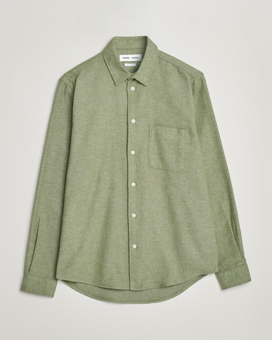 Men | Shirts | Samsøe Samsøe | Samsøe & Samsøe Liam Organic Cotton Shirt Basil Melange