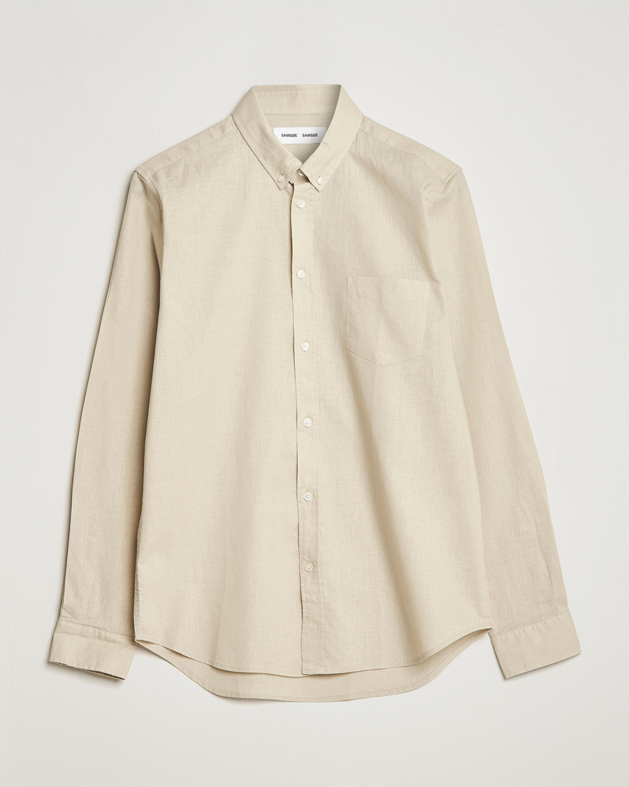 Men | Shirts | Samsøe Samsøe | Samsøe & Samsøe Liam Linen Cotton Shirt Oatmeal