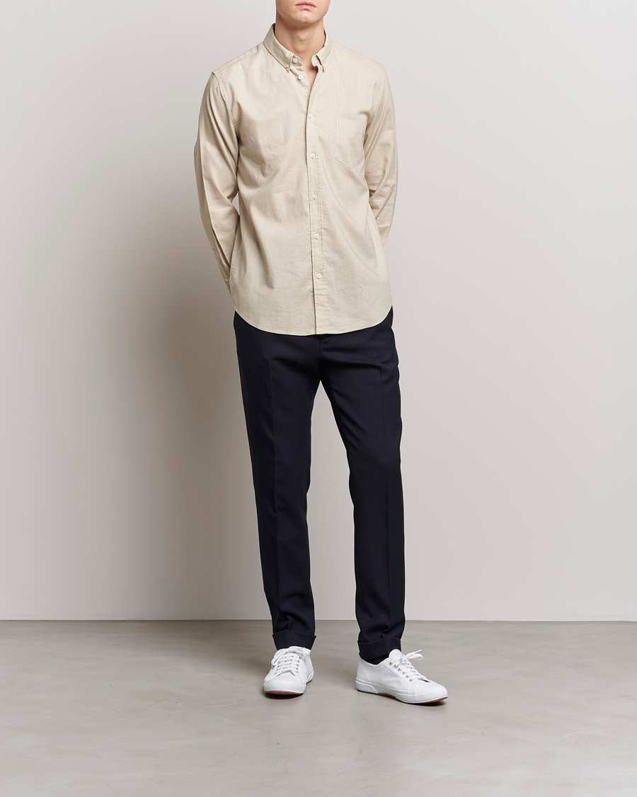 Men | Shirts | Samsøe Samsøe | Samsøe & Samsøe Liam Linen Cotton Shirt Oatmeal