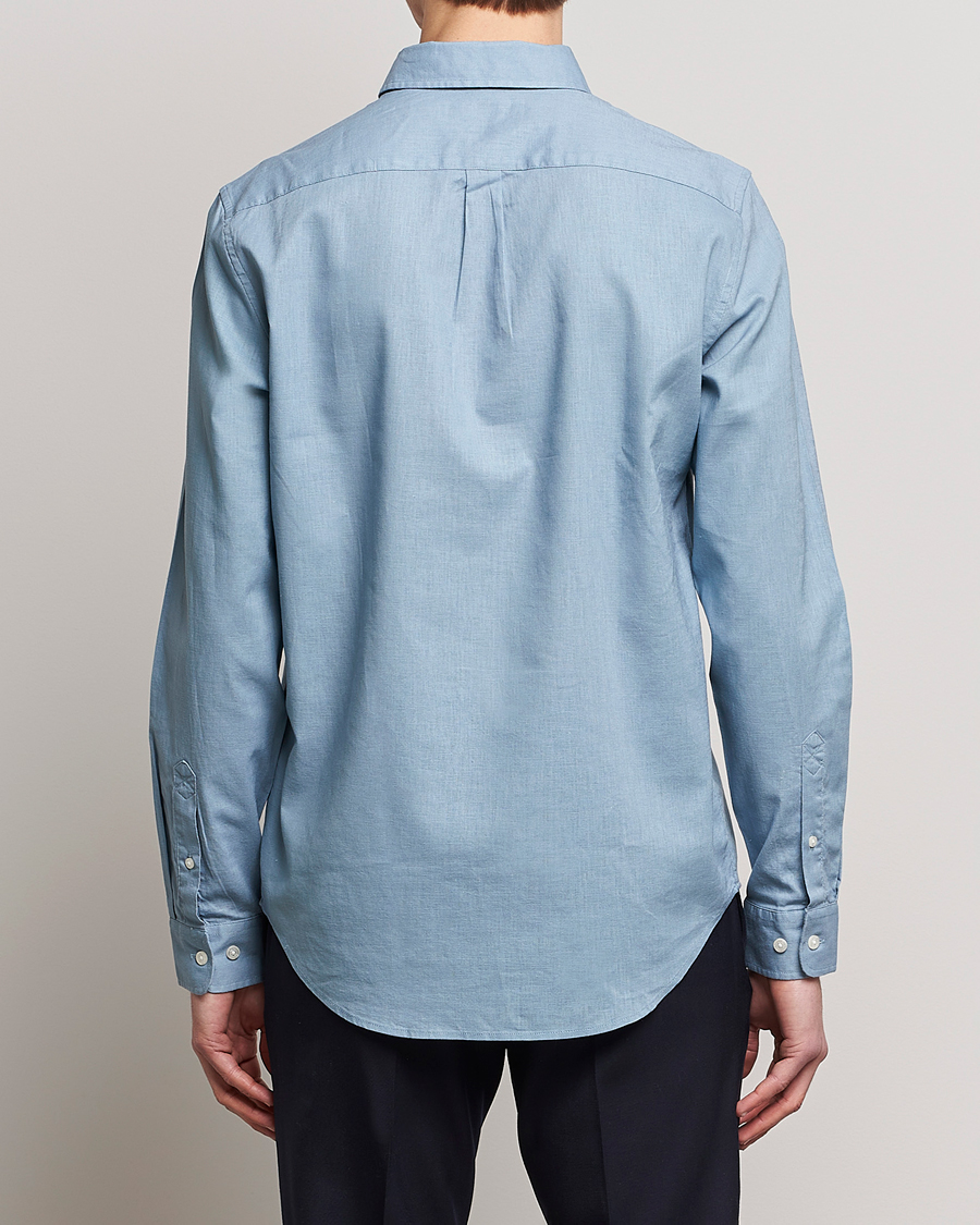 Men | Shirts | Samsøe Samsøe | Samsøe & Samsøe Liam Linen Cotton Shirt Ashley Blue