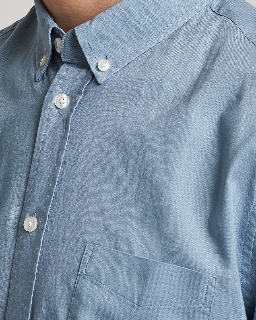 Men | Shirts | Samsøe Samsøe | Samsøe & Samsøe Liam Linen Cotton Shirt Ashley Blue