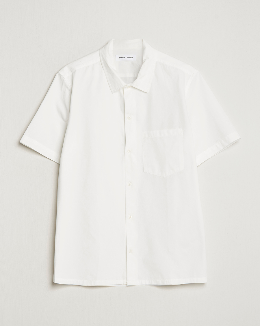 Men | Shirts | Samsøe Samsøe | Samsøe & Samsøe Avan Organic Cotton Short Sleeve Shirt White