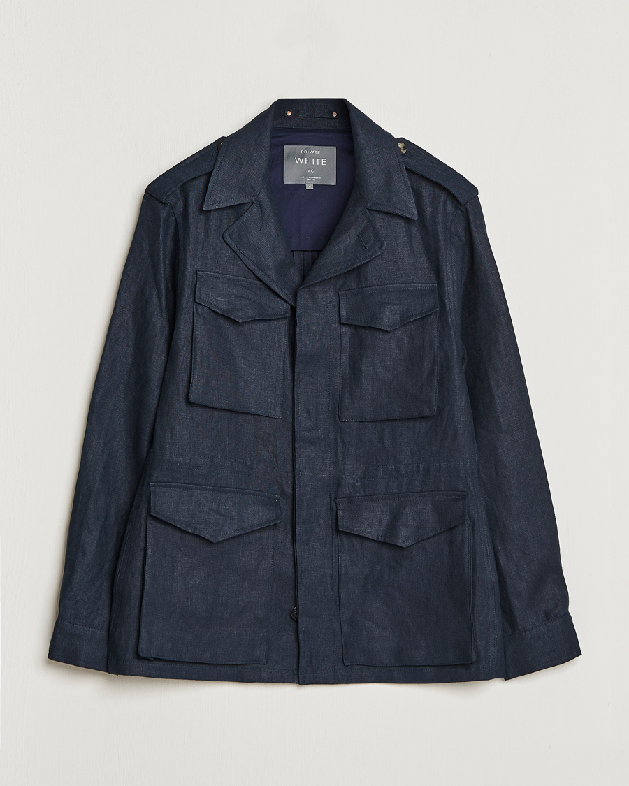Men | Coats & Jackets | Private White V.C. | Linen Field Jacket Navy