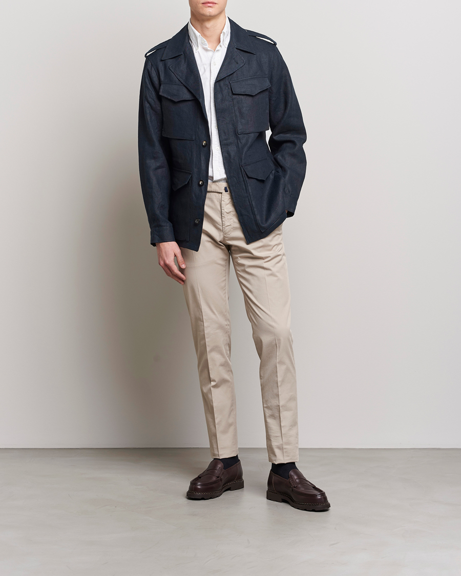 Men | Coats & Jackets | Private White V.C. | Linen Field Jacket Navy