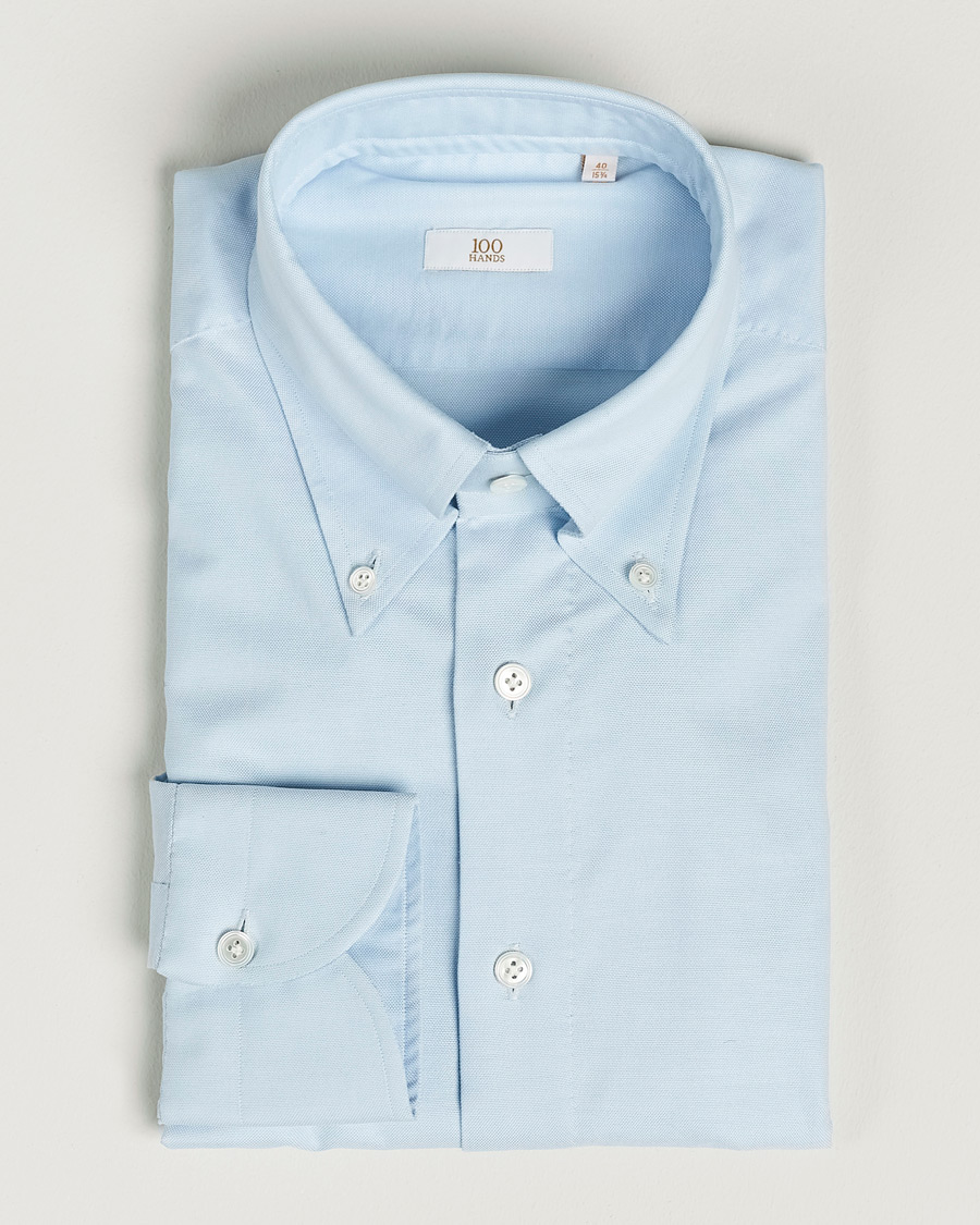 Men |  | 100Hands | Gold Line Natural Stretch Oxford Shirt Light Blue