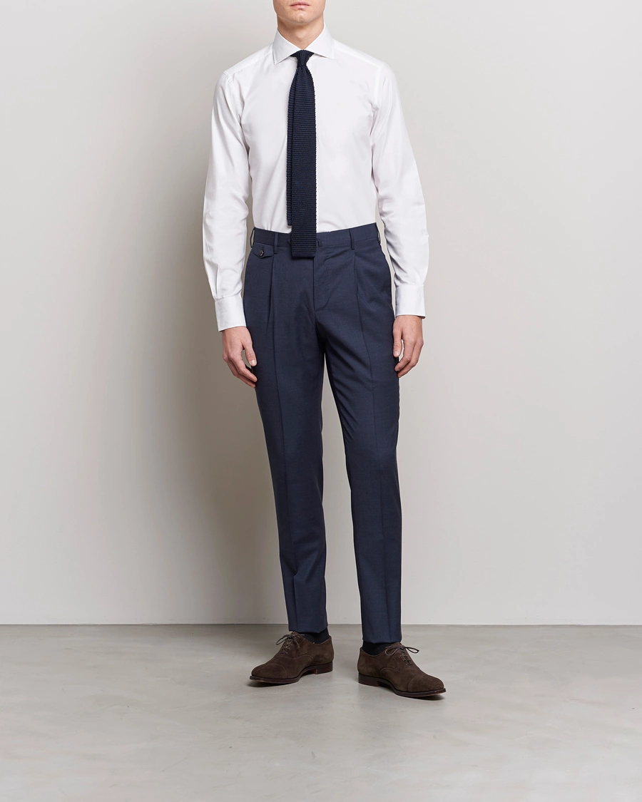 Men | Shirts | 100Hands | Gold Line Cotton Twill Cut Away Shirt White