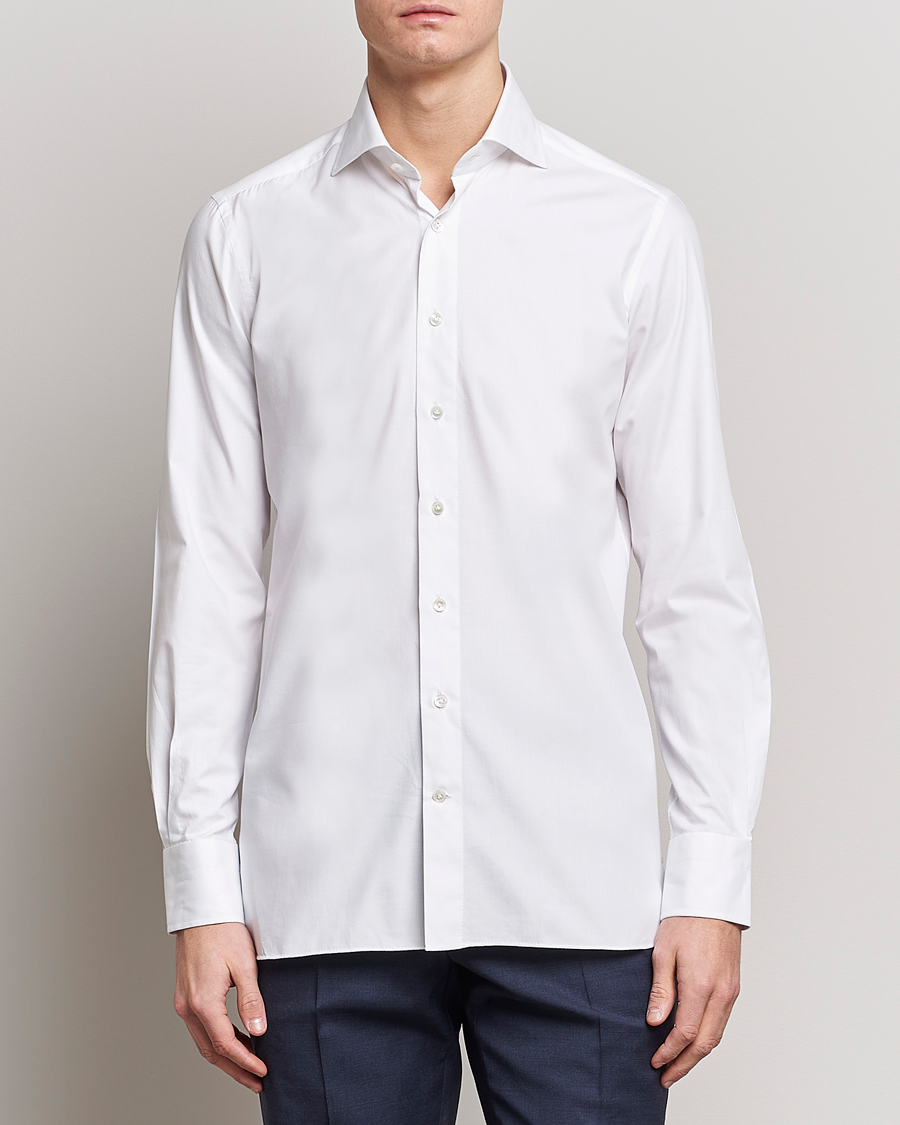 Men | Business Shirts | 100Hands | Gold Line Cotton Twill Cut Away Shirt White