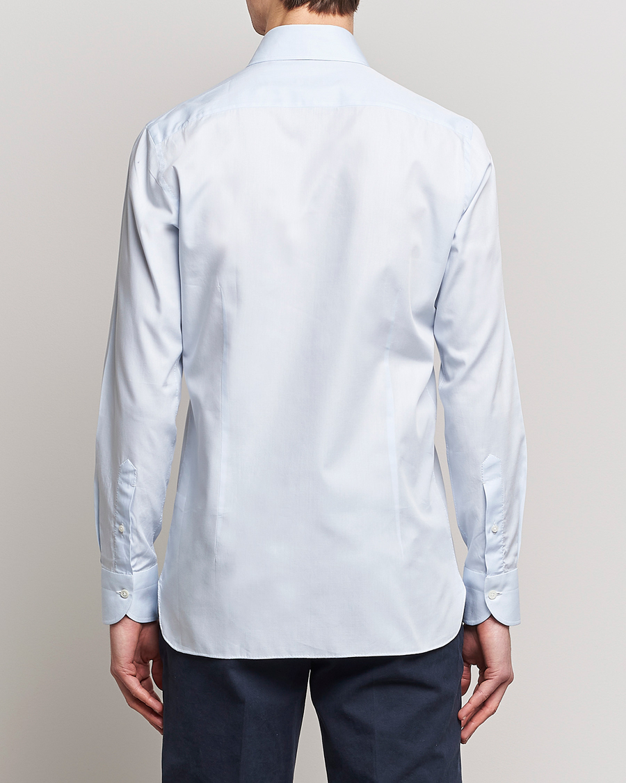 Men | Shirts | 100Hands | Gold Line Cotton Twill Cut Away Shirt Light Blue