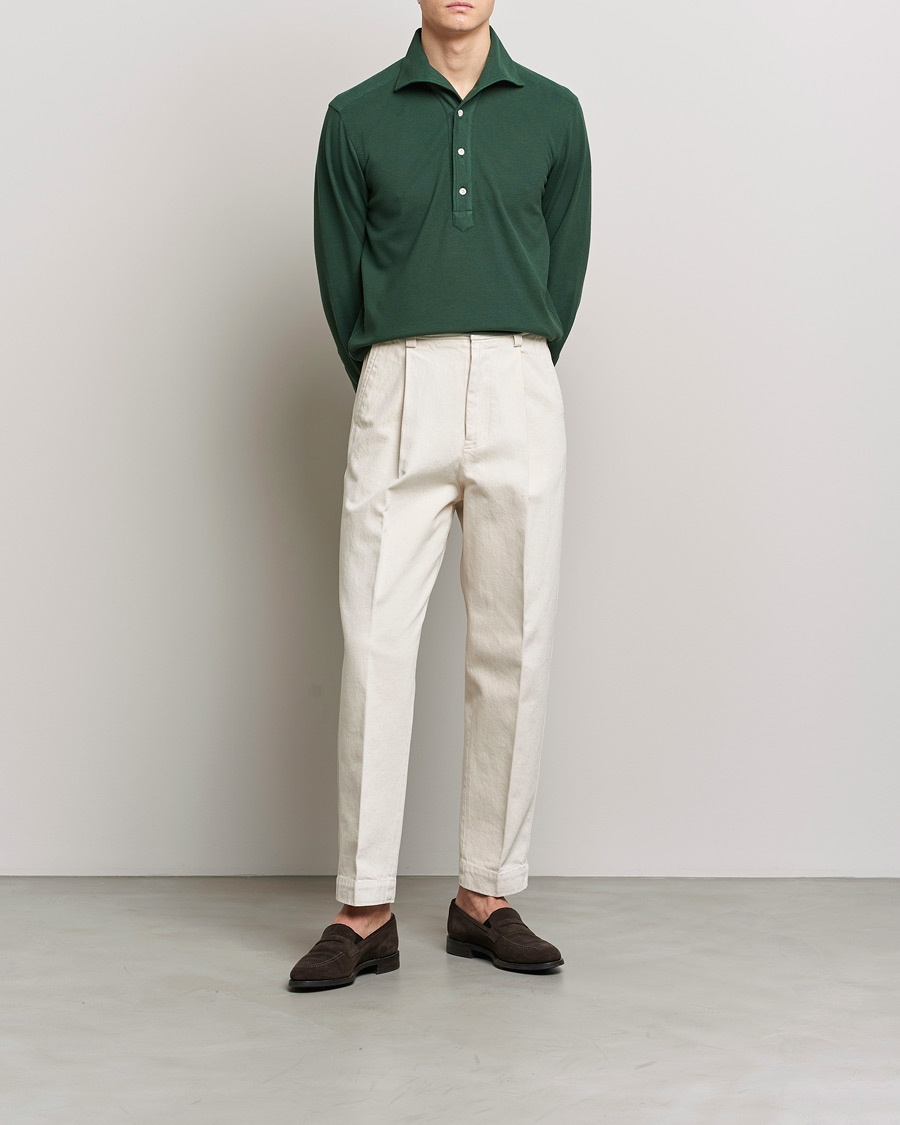 Men | Shirts | 100Hands | Signature One Piece Jersey Polo Emerald Green