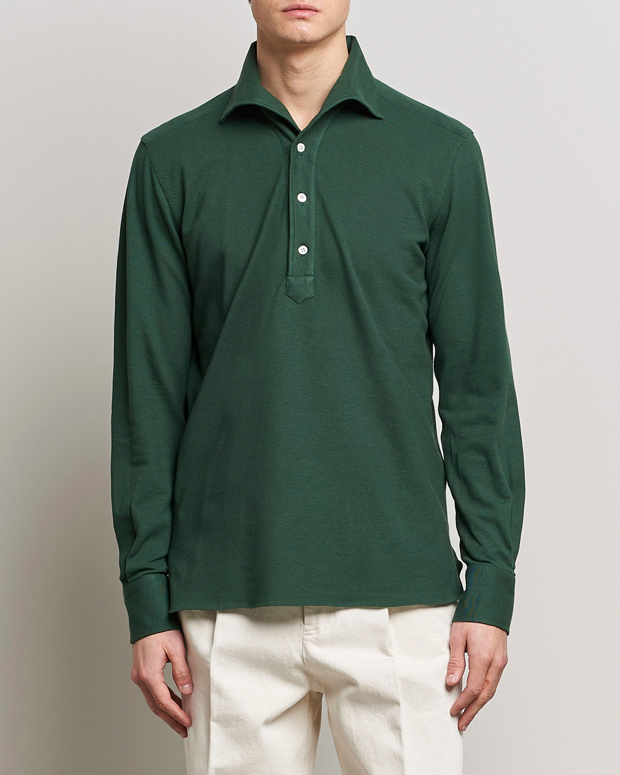 Men | Luxury Brands | 100Hands | Signature One Piece Jersey Polo Emerald Green