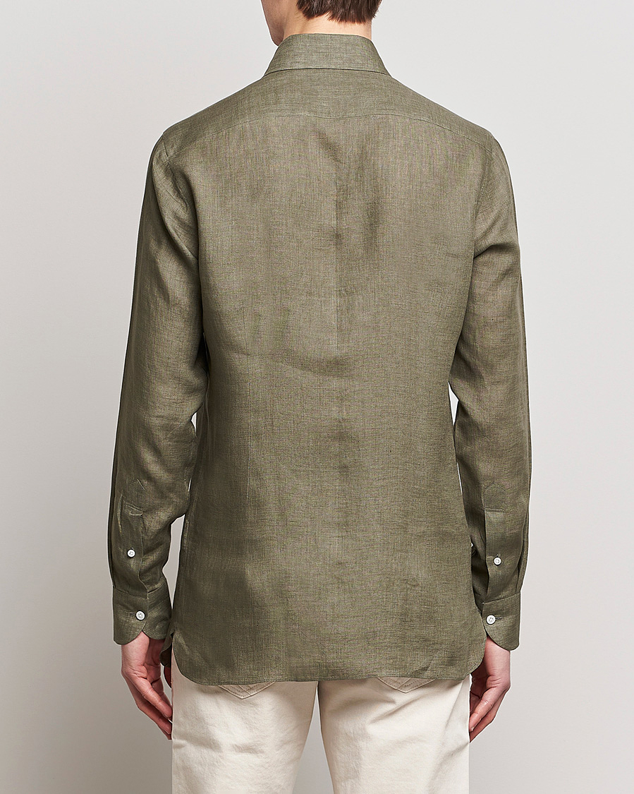 Men | Shirts | 100Hands | Signature Linen Cut Away Shirt Green