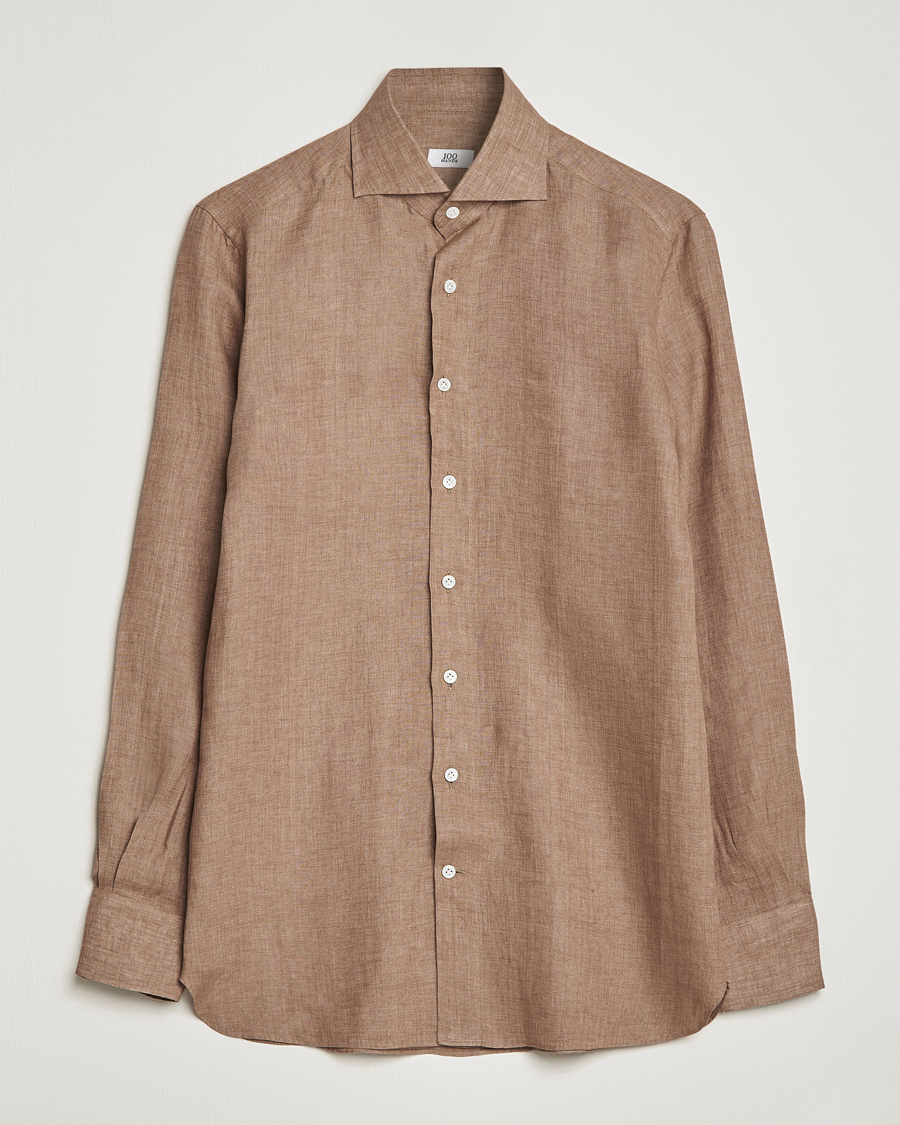 Men | Shirts | 100Hands | Signature Linen Cut Away Shirt Taupe
