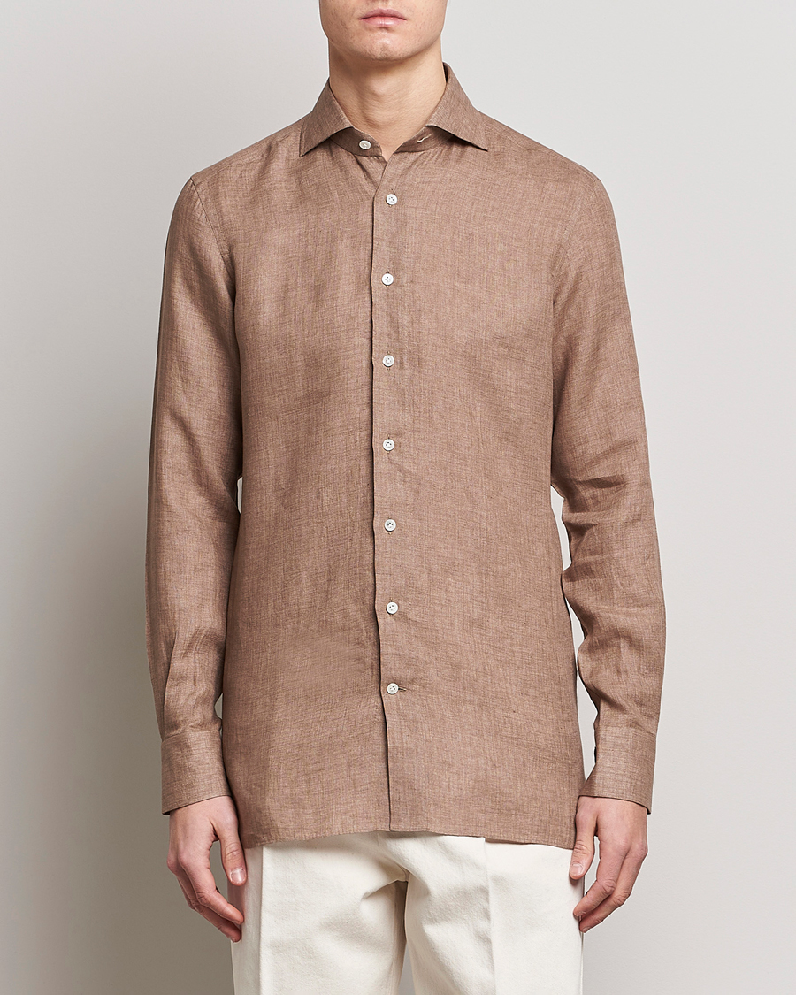 100Hands Signature Linen Cut Away Shirt Taupe at CareOfCarl.com