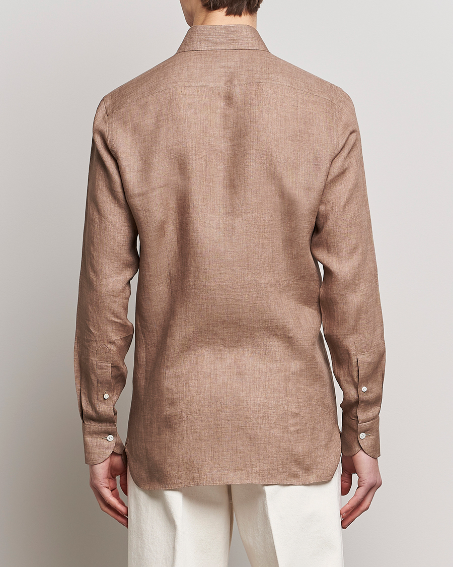 Men | Shirts | 100Hands | Signature Linen Cut Away Shirt Taupe
