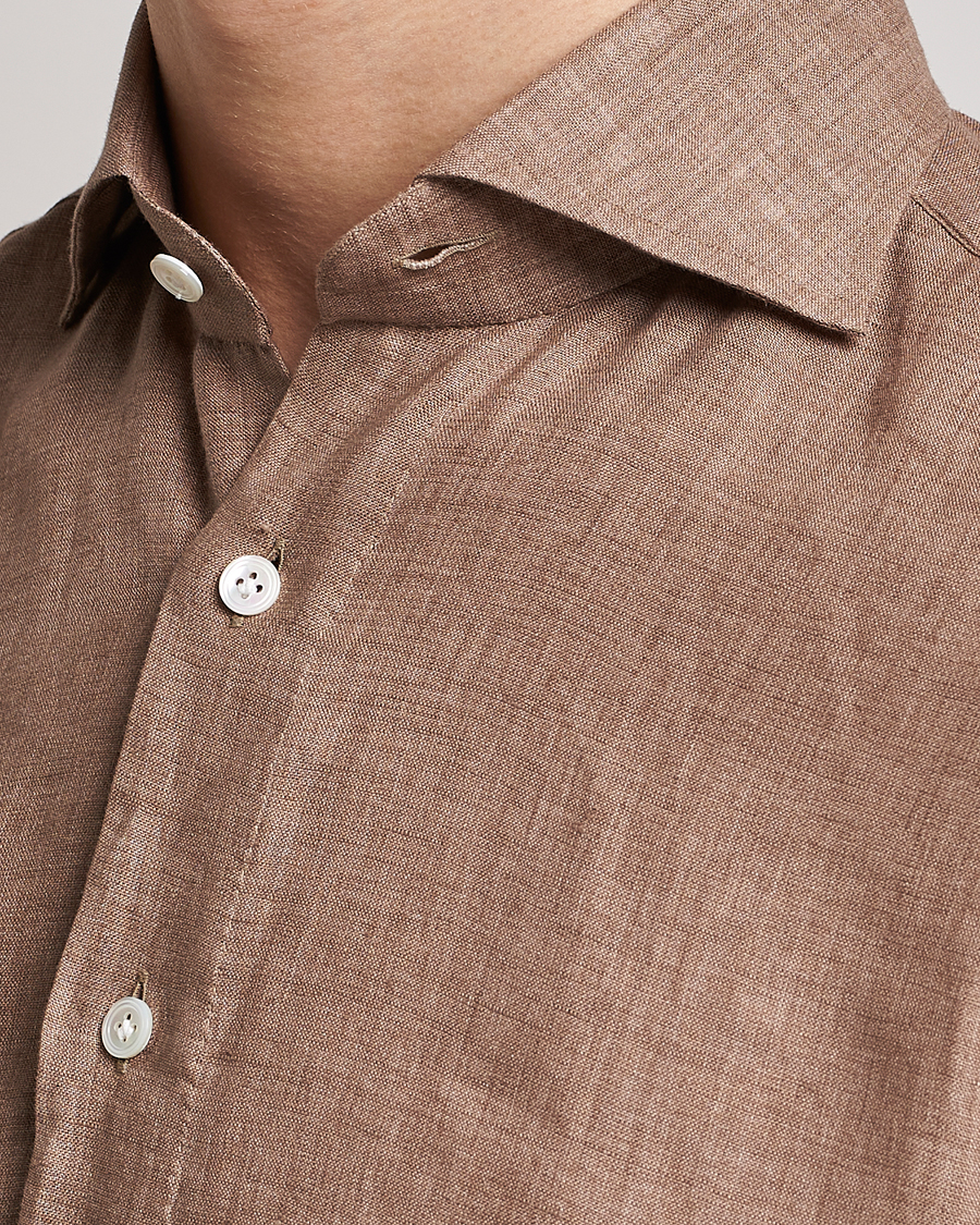 100Hands Signature Linen Cut Away Shirt Taupe at CareOfCarl.com
