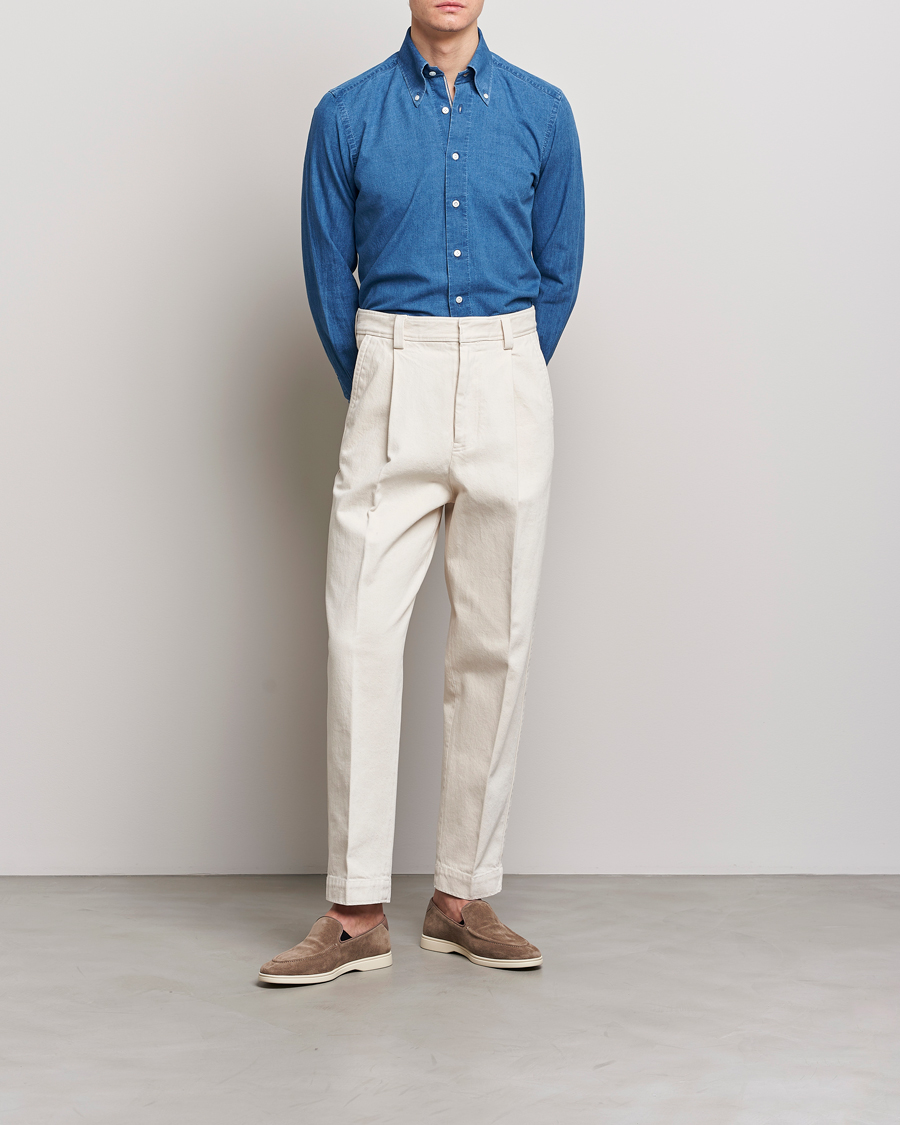 Men | Shirts | 100Hands | Japanese Denim Bata Wash Shirt Blue