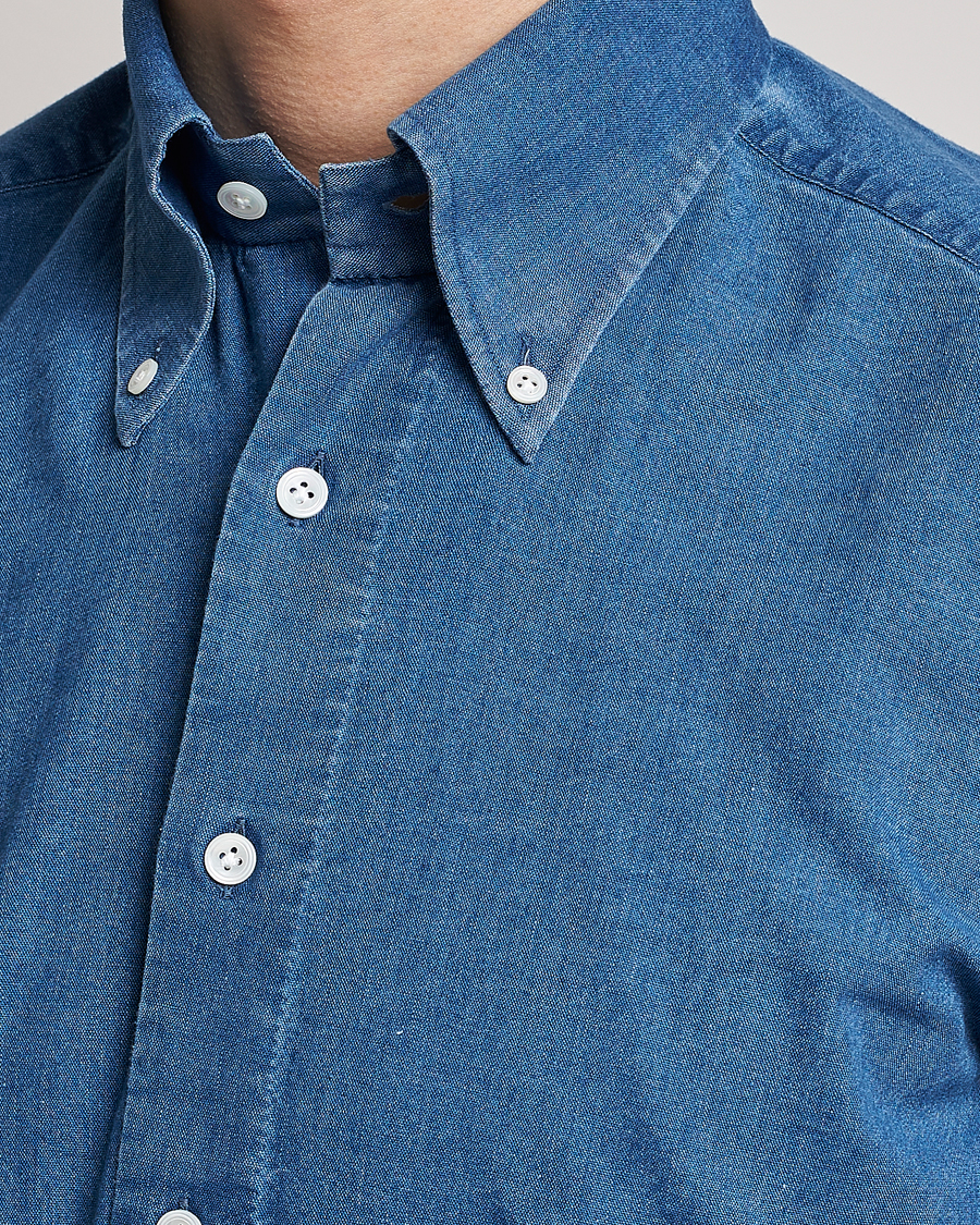 Men | Shirts | 100Hands | Japanese Denim Bata Wash Shirt Blue