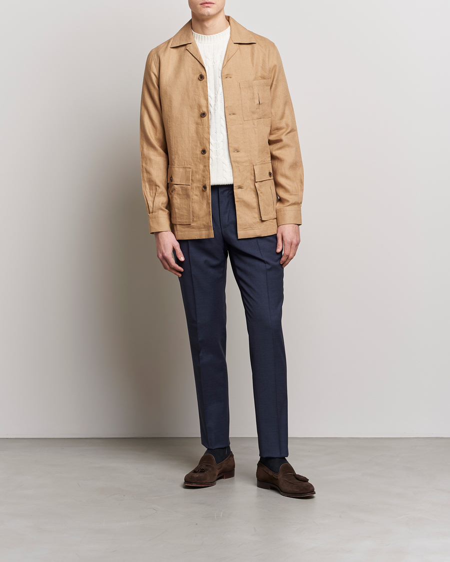 Men | Coats & Jackets | 100Hands | Linen Travellers Jacket Beige