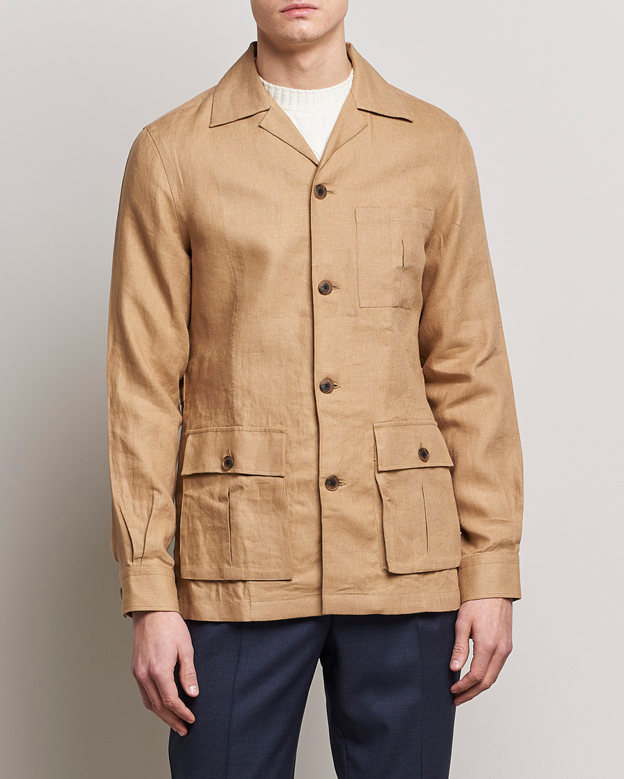 Men | Coats & Jackets | 100Hands | Linen Travellers Jacket Beige