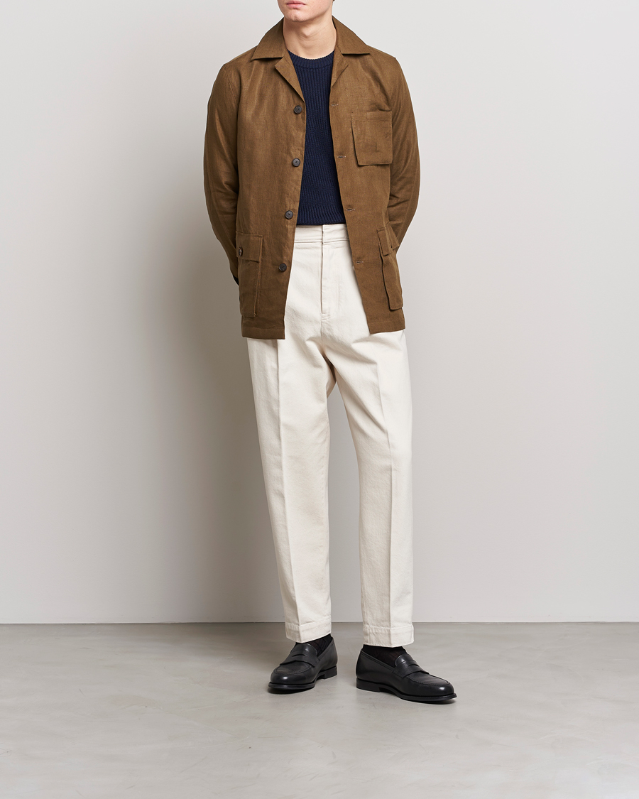 Men | Coats & Jackets | 100Hands | Linen Travellers Jacket Green