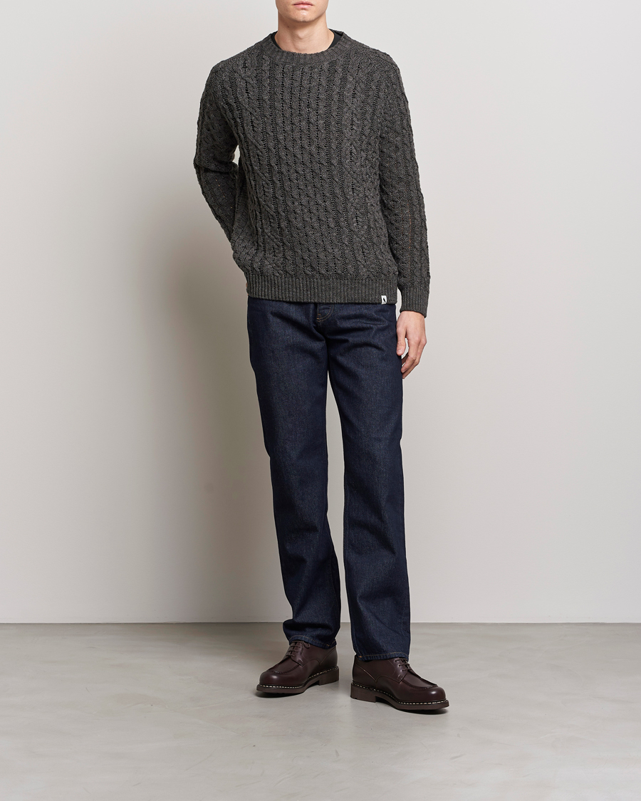 Men | Sweaters & Knitwear | Peregrine | Linen Arran Jumper Grey