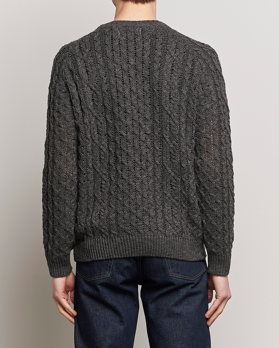 Men | Sweaters & Knitwear | Peregrine | Linen Arran Jumper Grey