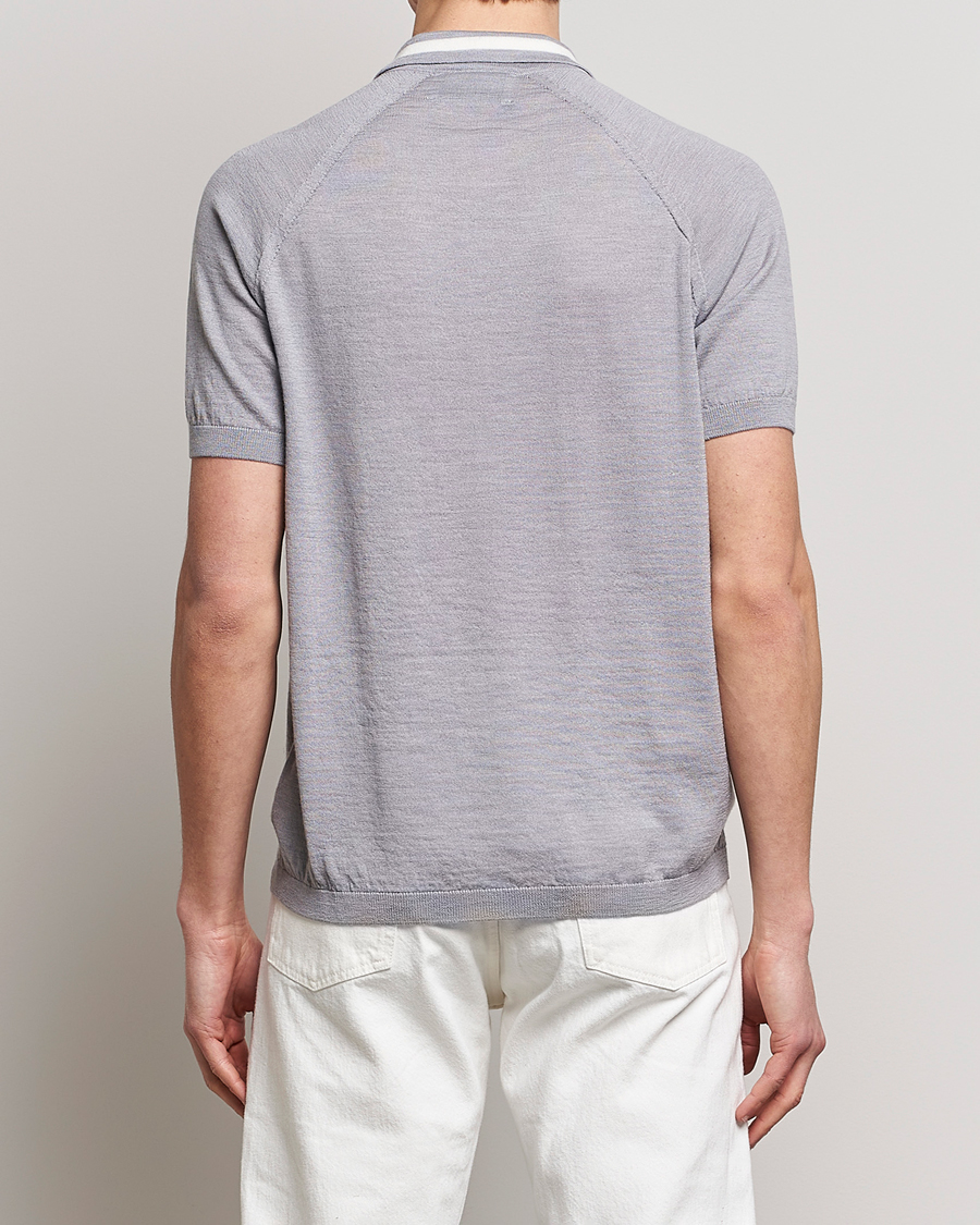 Men | Polo Shirts | Peregrine | Textured Wool Short Sleeve Poloshirt Light Grey