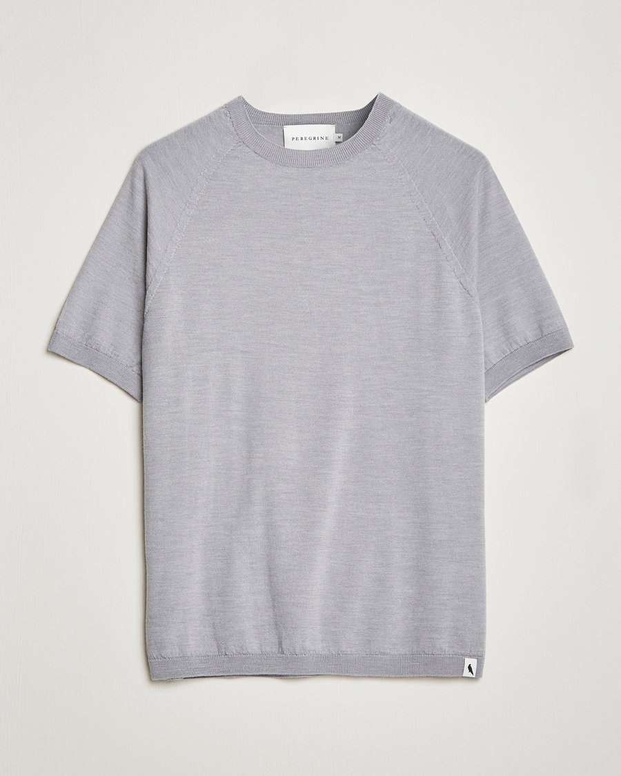 Men | T-Shirts | Peregrine | Knitted Wool T-Shirt Light Grey