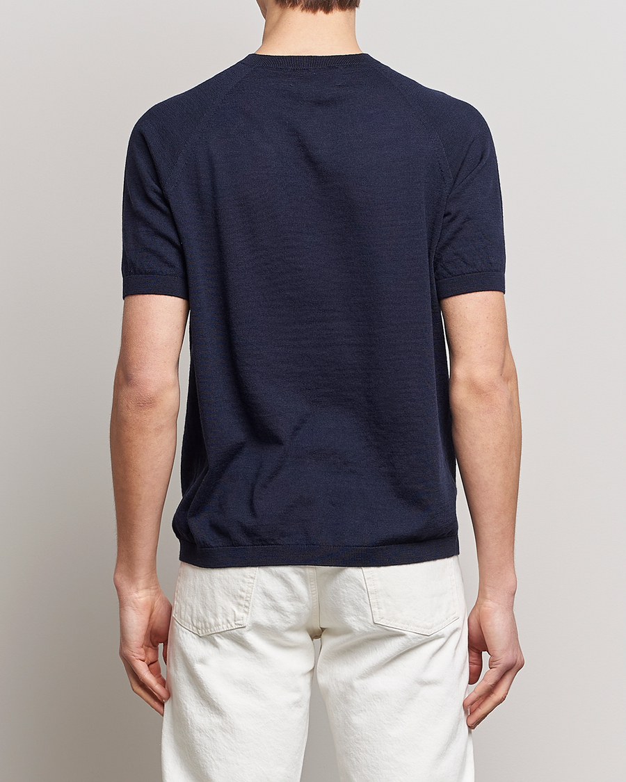 Men | T-Shirts | Peregrine | Knitted Wool T-Shirt Navy