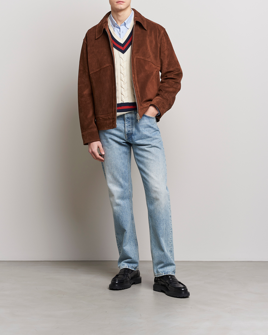 Men | Coats & Jackets | GANT | Suede Jacket Mahogany Brown