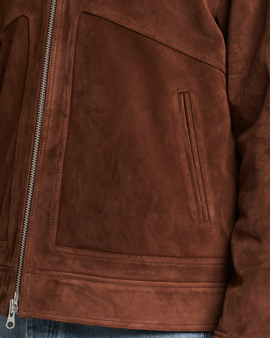 Men | Coats & Jackets | GANT | Suede Jacket Mahogany Brown