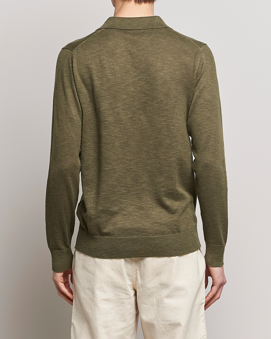 Men | Sweaters & Knitwear | GANT | Cotton/Linen Knitted Polo Racing Green