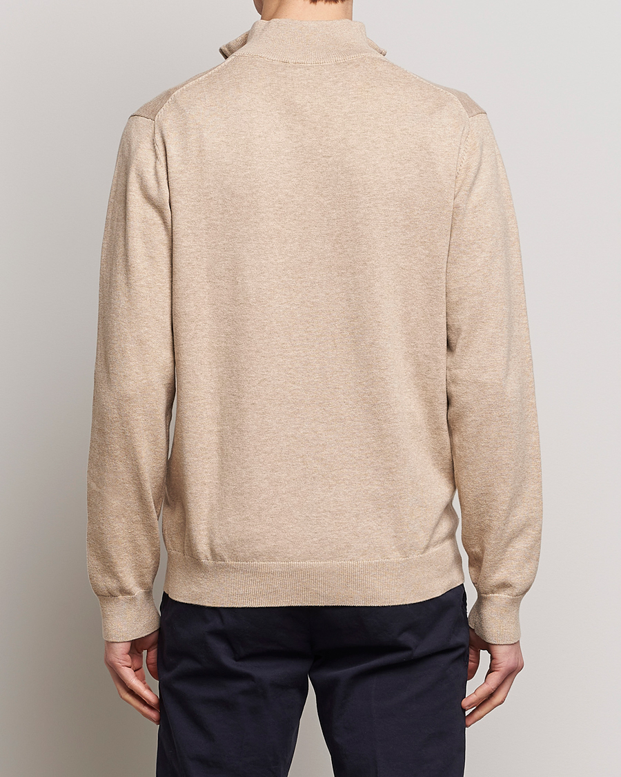 Men | Sweaters & Knitwear | GANT | Classic Cotton Half-Zip Sweater Sand Melange