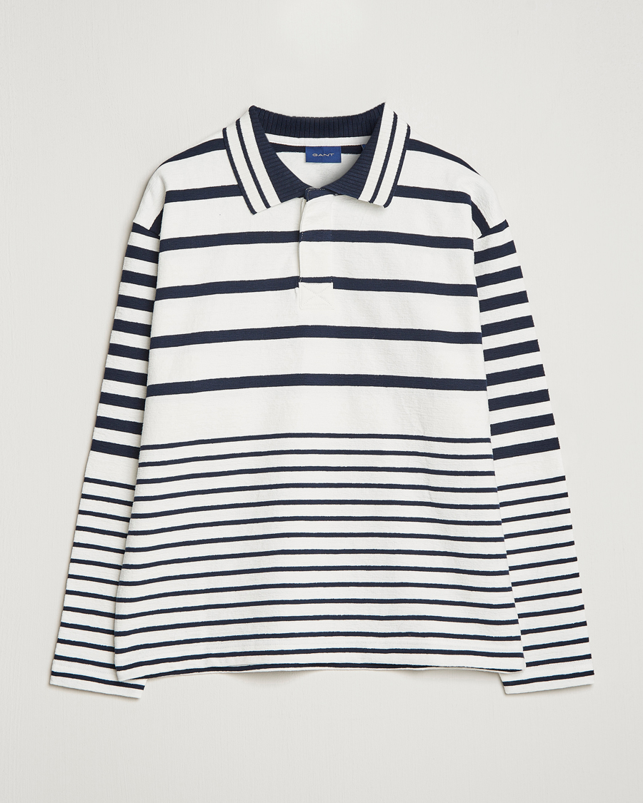 Men | Sweaters & Knitwear | GANT | Heavy Knitted Striped Rugger Eggshell