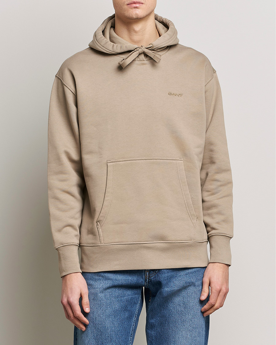Men | Sweaters & Knitwear | GANT | Icon Hoodie Taupe Beige