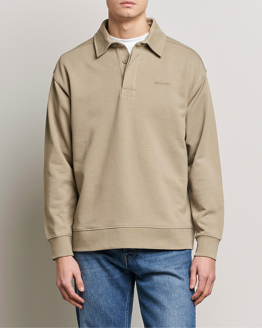 Men | Rugby Shirts | GANT | Icon Heavy Rugger Taupe Beige