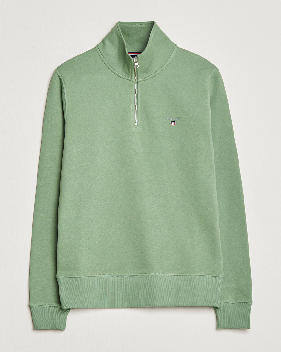 Men | Sweaters & Knitwear | GANT | Original Shield Logo Half-Zip Kalamata Green