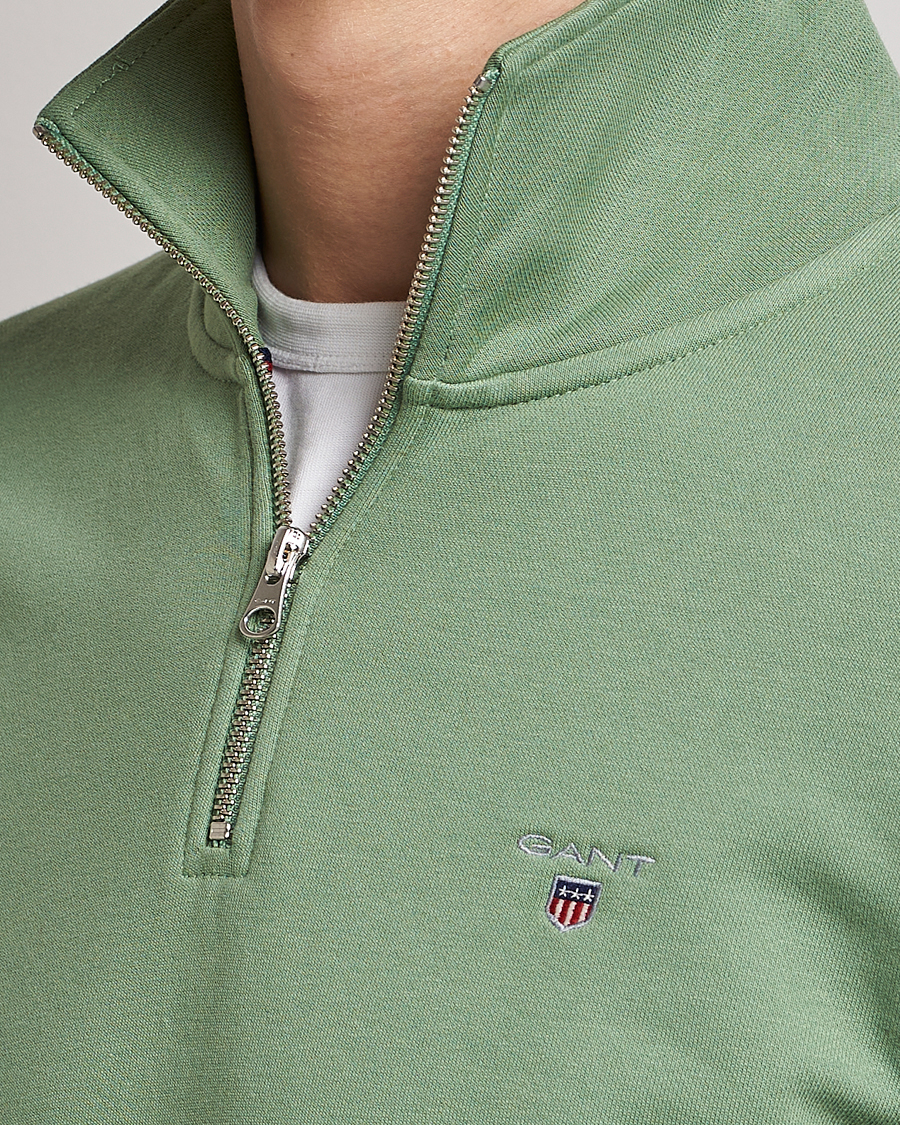 Men | Sweaters & Knitwear | GANT | Original Shield Logo Half-Zip Kalamata Green