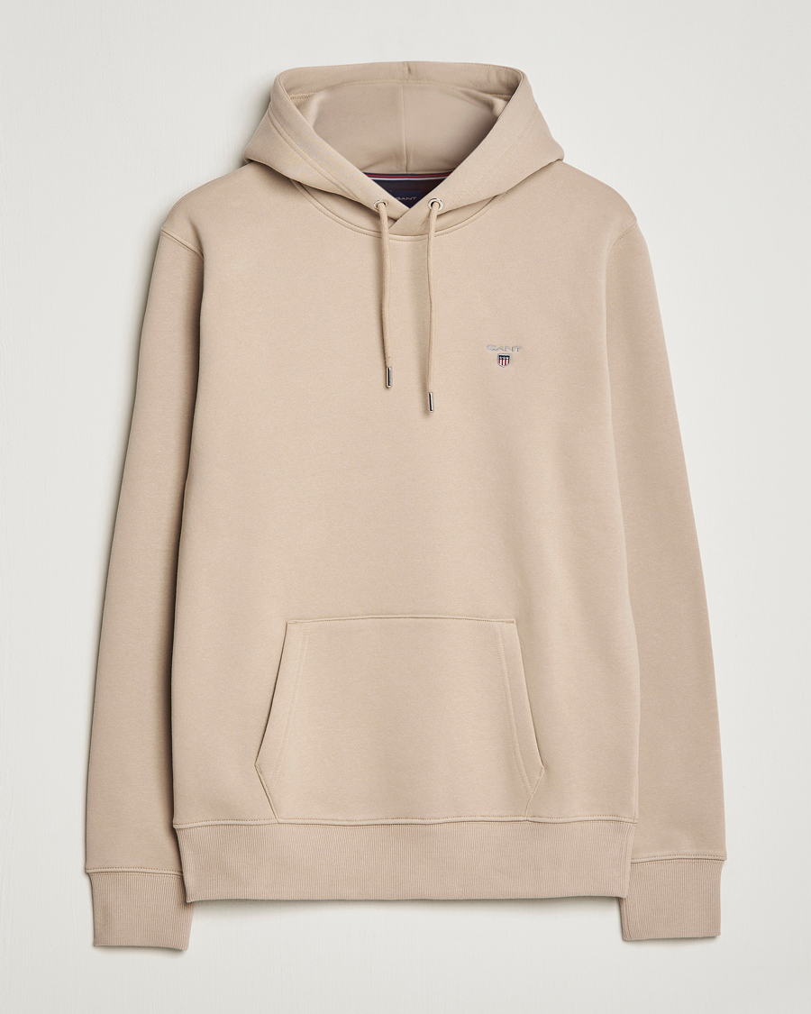 Men | Sweaters & Knitwear | GANT | Original Shield Logo Hoodie Concrete Beige