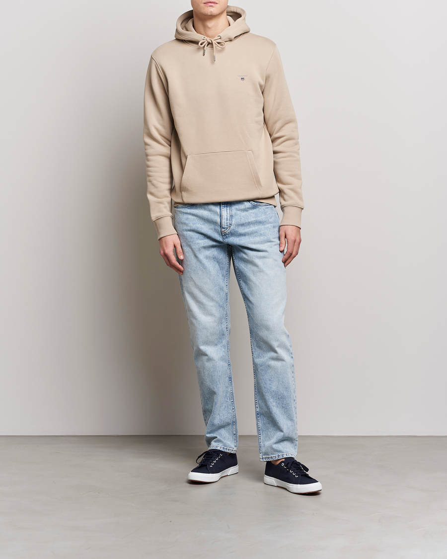 Men | Sweaters & Knitwear | GANT | Original Shield Logo Hoodie Concrete Beige